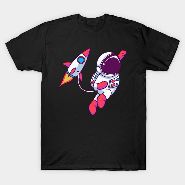 Astronaut Fly Rocket T-Shirt by mixedaiart